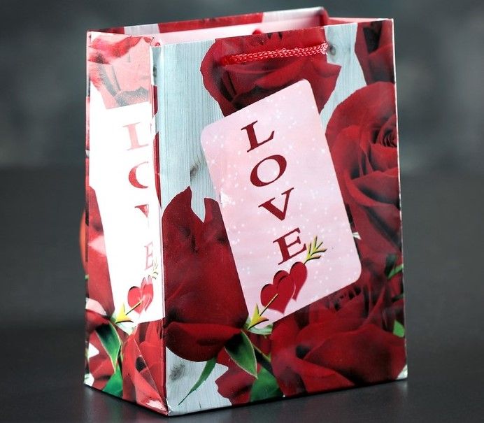 Пакет ламинированный "Любовные розы", 12х15х5 см